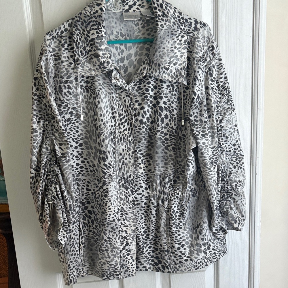 Chico’s Zenergy Size 3 Leopard Print Utility Jacket